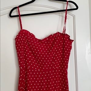 Flynn Skye Red Polka Dot Midi Dress sz S